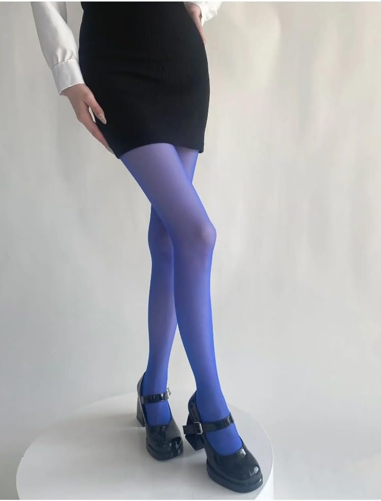 TYATVS Funky Colorful Tights for Women Whimsy Twee Colored Stockings Teal Fun Tights Y2k Emo Whimsigoth Clothes - Image 2